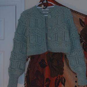 Sea Green Cropped Sweater by Mango